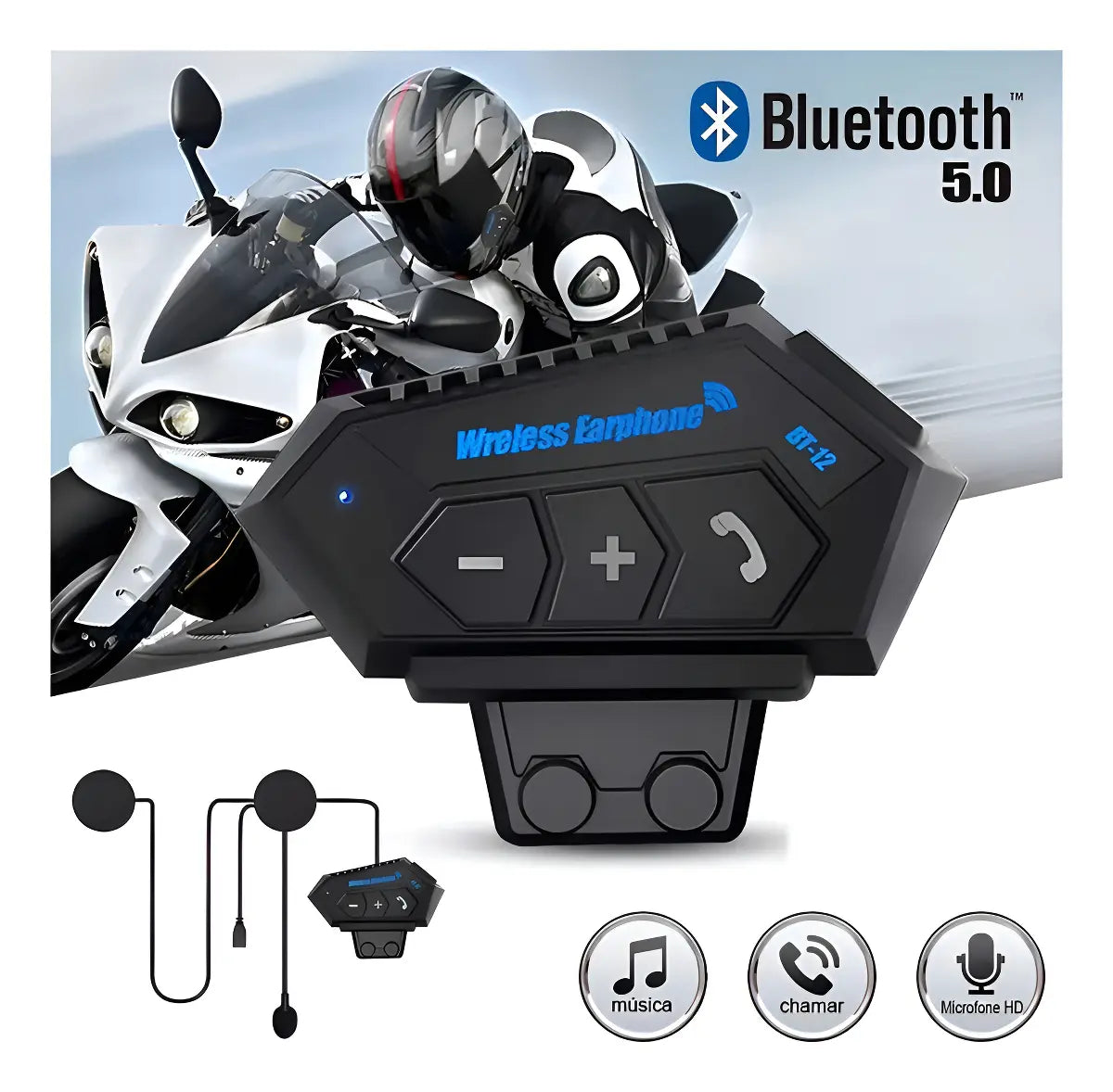 Auriculares Bluetooth 5.0 Cool Helmet Con Micrófono para Casco de Moto